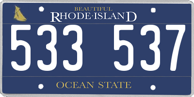RI license plate 533537