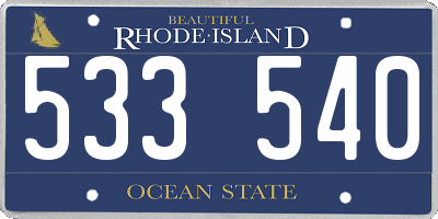 RI license plate 533540