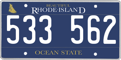 RI license plate 533562