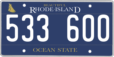 RI license plate 533600