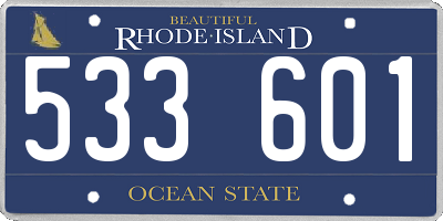 RI license plate 533601