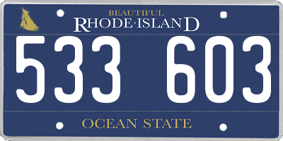 RI license plate 533603