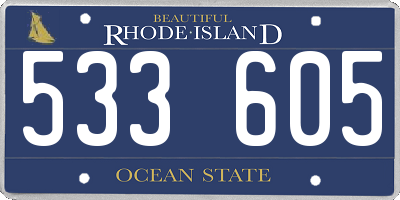 RI license plate 533605