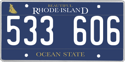 RI license plate 533606