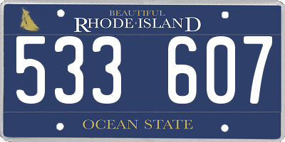 RI license plate 533607