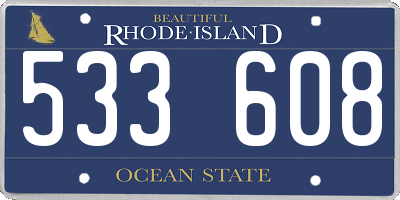 RI license plate 533608