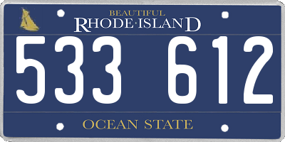 RI license plate 533612