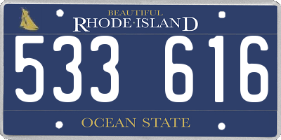 RI license plate 533616