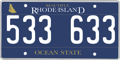 RI license plate 533633
