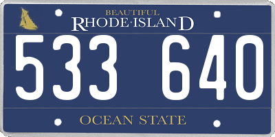RI license plate 533640