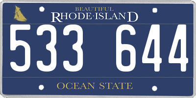 RI license plate 533644