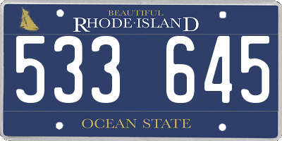 RI license plate 533645