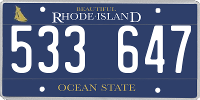 RI license plate 533647