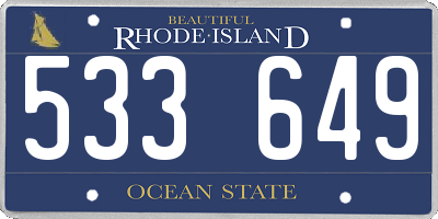 RI license plate 533649