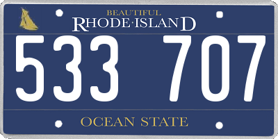 RI license plate 533707