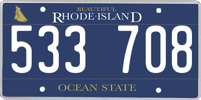 RI license plate 533708