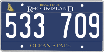 RI license plate 533709