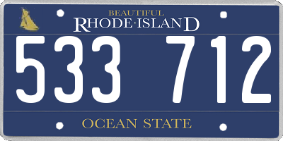 RI license plate 533712