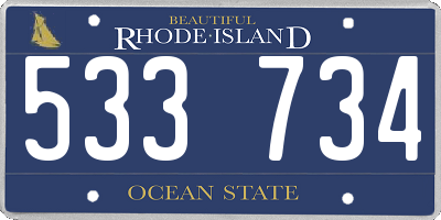 RI license plate 533734