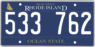RI license plate 533762