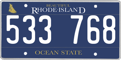 RI license plate 533768
