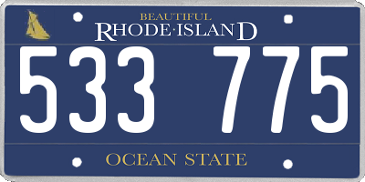 RI license plate 533775