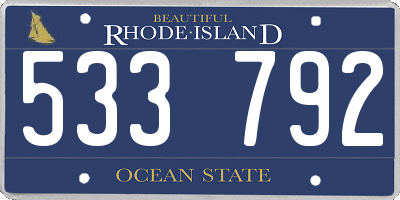 RI license plate 533792