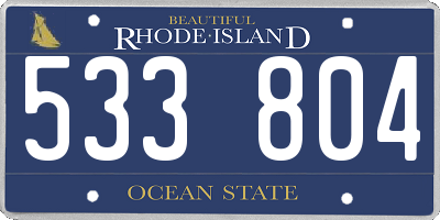 RI license plate 533804