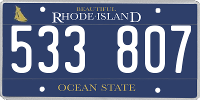 RI license plate 533807