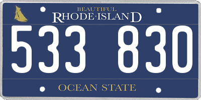 RI license plate 533830