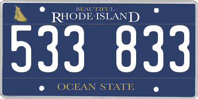 RI license plate 533833