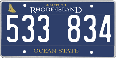 RI license plate 533834