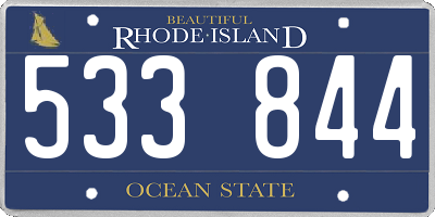 RI license plate 533844
