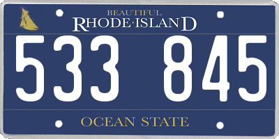 RI license plate 533845