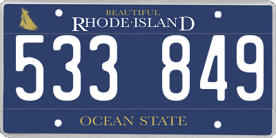 RI license plate 533849