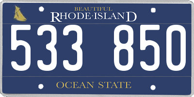 RI license plate 533850