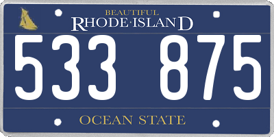 RI license plate 533875