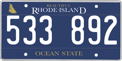RI license plate 533892