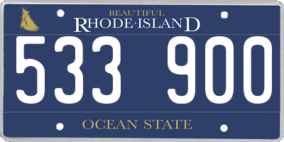 RI license plate 533900