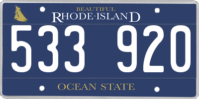 RI license plate 533920