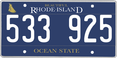 RI license plate 533925