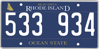RI license plate 533934