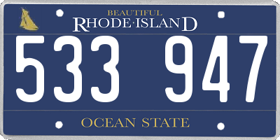 RI license plate 533947