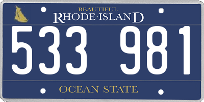 RI license plate 533981