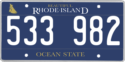 RI license plate 533982