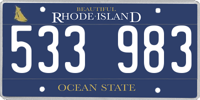 RI license plate 533983