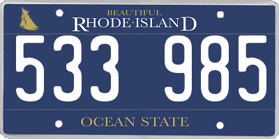 RI license plate 533985