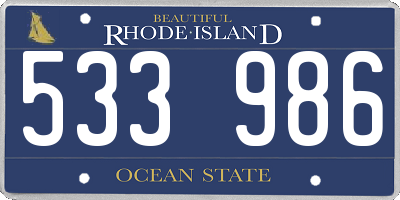 RI license plate 533986