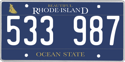 RI license plate 533987