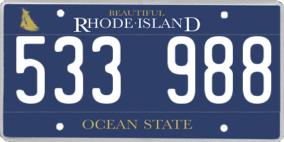 RI license plate 533988